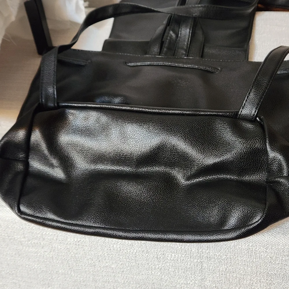 Victoria Secret Faux Leather Black Backpack Travel Bag